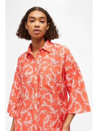 Object Blouse OBJRIO 3/4 SHIRT 125 23041172 HOT CORAL/ANIMAL