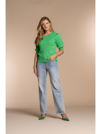 Geisha T-shirt PULL INGEBREID STREEPDESSIN 34054 14 Green