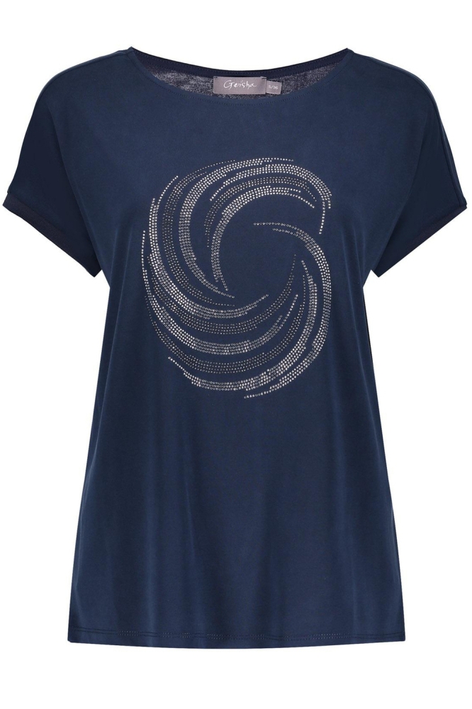 MODAL T SHIRT MET RHONESTONES 32075 49 Navy