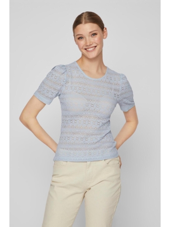 Vila T-shirt VICHIKKA PUFF O-NECK S/S TOP - NOOS 14084171 KENTUCKY BLUE
