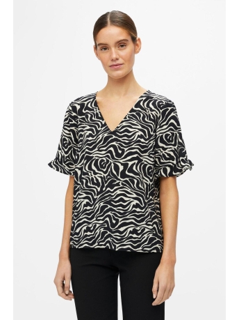 Object Blouse OBJSELINE S/S TOP NOOS 23039422 BLACK