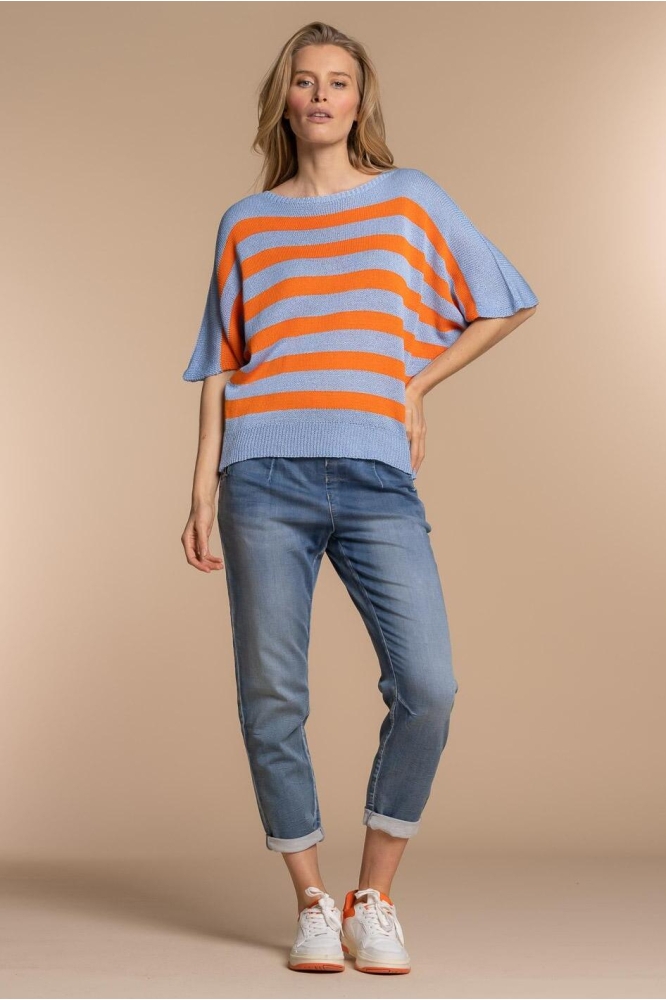 GESTREEPTE PULLOVER BATMAN MOUWEN 34068 70 Light Blue/Orange