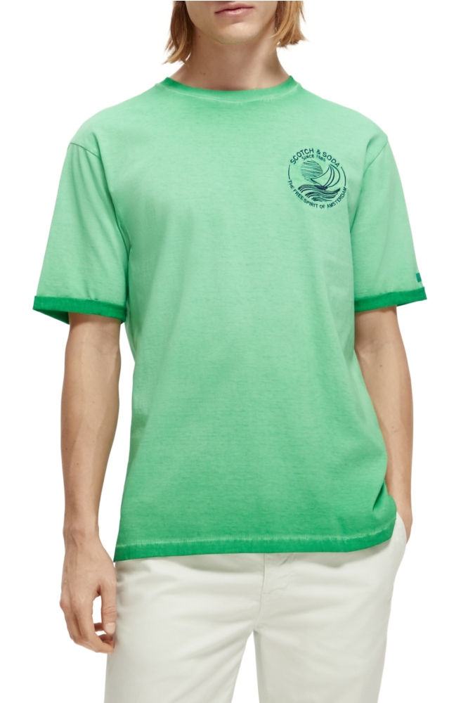 COLD DYE TEE WITH CHEST ARTWORK 171703 5612