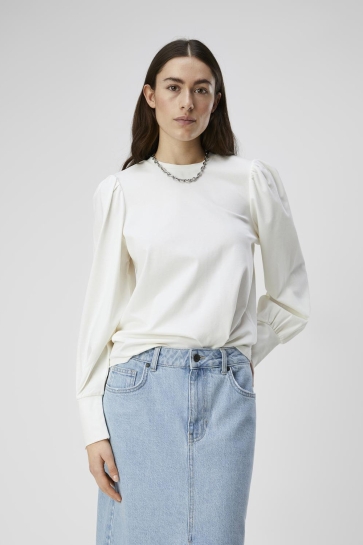 Object T-shirt OBJCAROLINE L/S TOP NOOS 23040526 Cloud Dancer