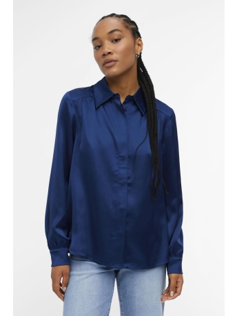 Object Blouse OBJSATEEN L/S SHIRT NOOS 23042282 Estate Blue