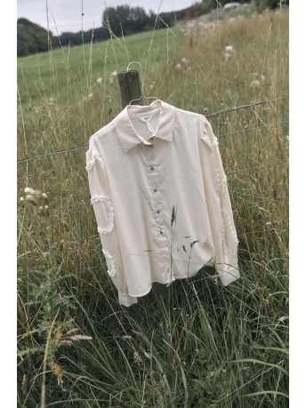 Object Blouse OBJGRONJA LS SHIRT E AU 23 23043829 Sandshell/White Tape