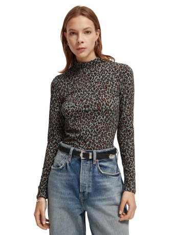 Scotch & Soda T-shirt ALLOVER PRINTED MOCKNECK LONGSLEEVE 173269 6383