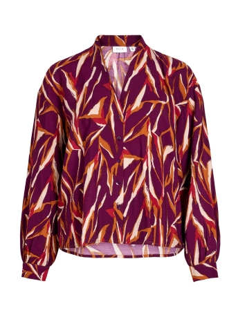 Vila Blouse VILINA ANAIS V-NECK L/S SHIRT/SU/C2 14091790 WINTER BLOOM/BEET