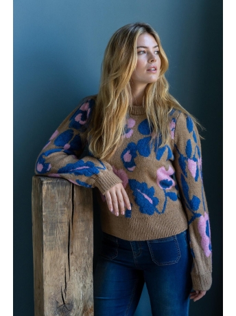 Geisha Trui BLOEMENPRINT TRUI 34536 99 LIGHT SAND/NAVY/PINK
