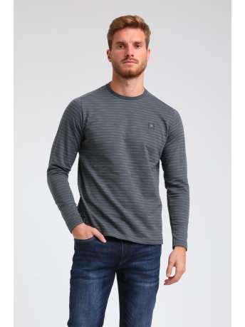 Gabbiano T-shirt GESTREEPTE RIB NECK LONGSLEEVE 153715 STEEL BLUE