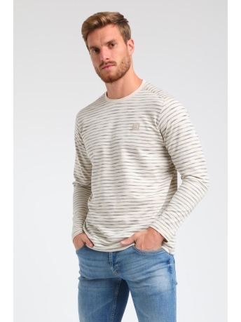 Gabbiano T-shirt GESTREEPTE RIB NECK LONGSLEEVE 153715 SAND