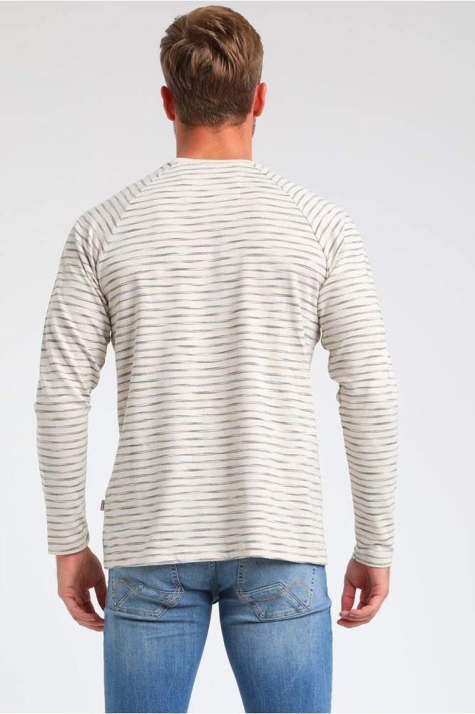 GESTREEPTE RIB NECK LONGSLEEVE 153715 SAND