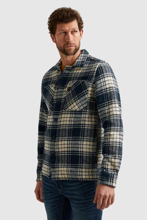 PME legend blauwe heren overhemd | Model zijaanzicht