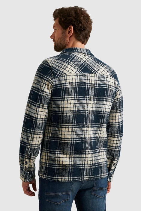 PME legend blauwe heren overhemd | Model achteraanzicht