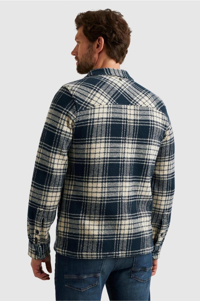 PME legend blauwe heren overhemd | Model achteraanzicht