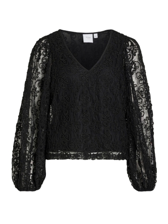 Rouge Vila T-shirt VIAGATE V NECK LS TOP 14092102 BLACK