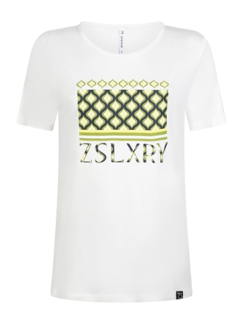 Zoso T-shirt HAILEY TSHIRT WITH ARTWORK 234 0005-0074 OFF WHITE OLIVE