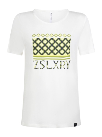 Zoso T-shirt HAILEY TSHIRT WITH ARTWORK 234 0005 0074 OFF WHITE OLIVE