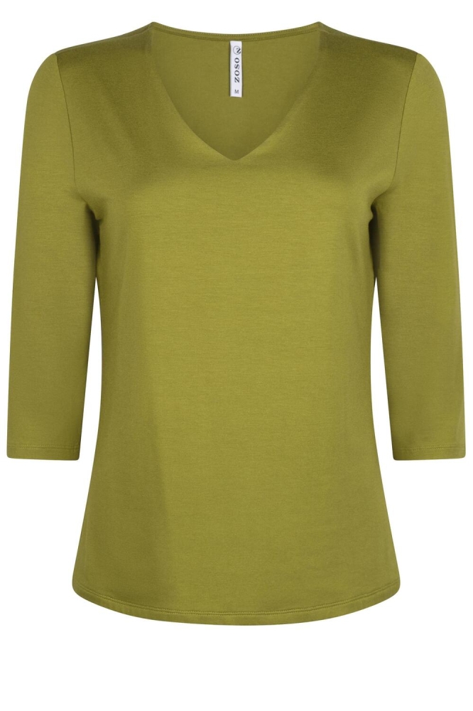 LYAN LUXURY V NECK SHIRT 234 0074 OLIVE