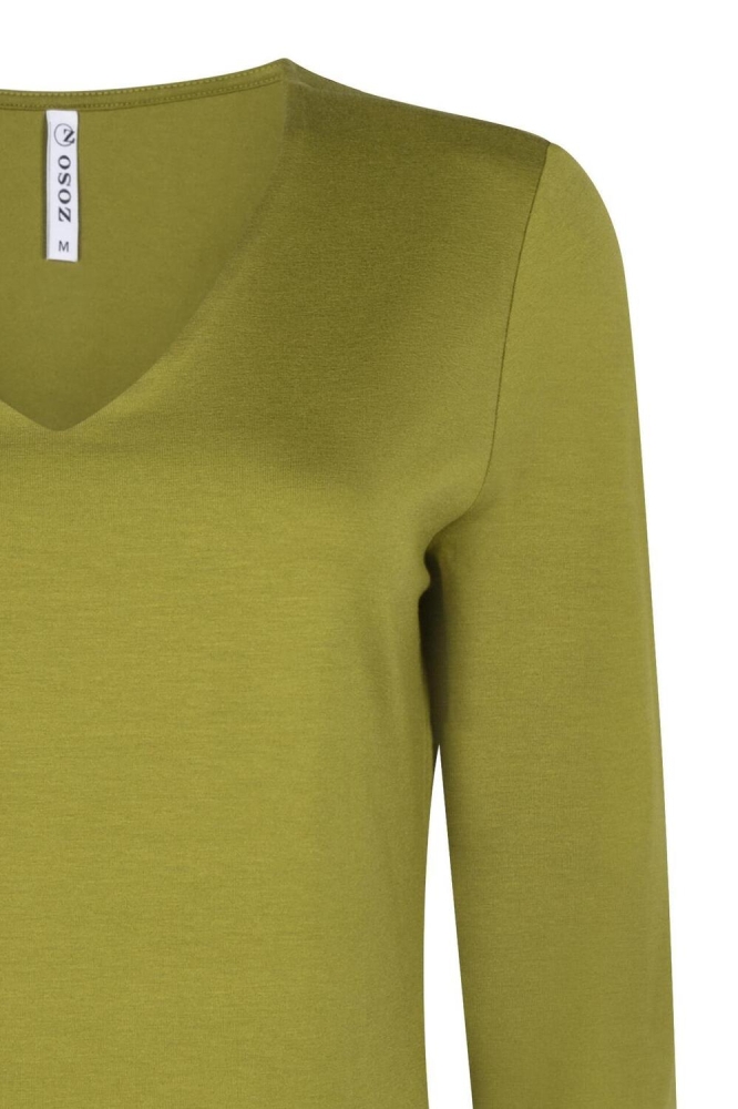LYAN LUXURY V NECK SHIRT 234 0074 OLIVE