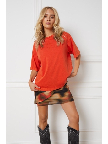 Refined Department T-shirt KNITTED OVERSIZED T SHIRT BURNA R2309720236 600-BROWN