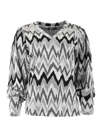 Maicazz T-shirt HENRIET TOP WI23 60 409 ZIG ZAG ZILVER D6