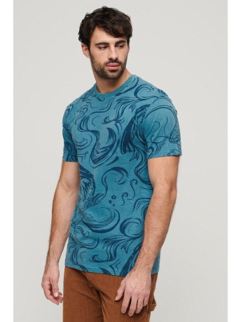 Superdry T-shirt VINTAGE OVERDYE PRINTED TEE M1011891A QUAYSIDE BLUE