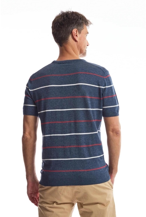 Twinlife men knitted crew t shirt stripe