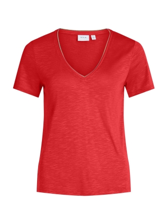 Vila T-shirt VINOEL LUREX S/S TOP - NOOS 14080877 Poppy Red