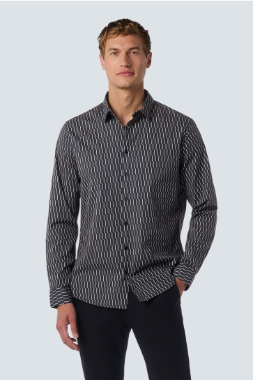 NO-EXCESS Overhemd SHIRT WITH DYNAMIC ALLOVER PATTERN 25430711 020 BLACK