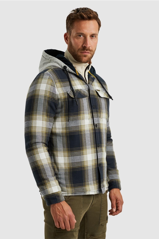 PME legend blauwe heren overhemd | Model zijaanzicht