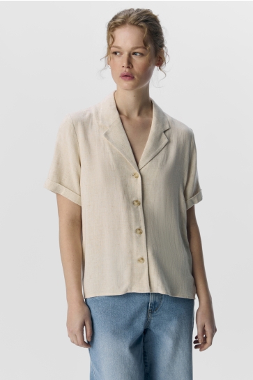 Object Blouse OBJSANNE S/S RE SHIRT NOOS 23045709 SANDSHELL