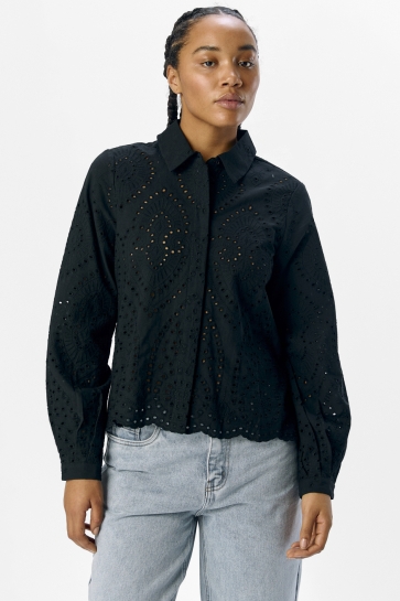 Object Blouse OBJBITTEN L/S RE SHIRT NOOS 23045717 BLACK