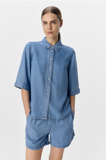 Object Blouse OBJFRAME 2/4 RE DENIM TOP NOOS 23046164 LIGHT BLUE DENIM