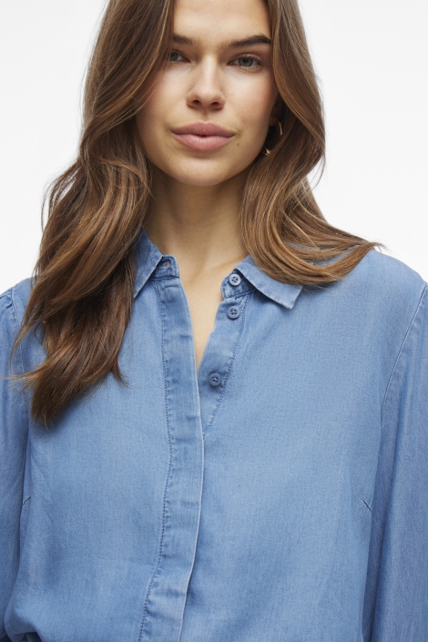 Vila vigivani l/s placket denim shirt/r