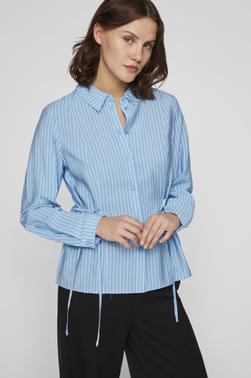 Vila Blouse VIDOGMA L/S TIE SHIRT/PB 14103128 BLISSFUL BLUE/BIRCH