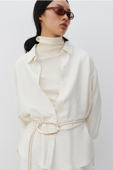 Vila Blouse VICHABESO L/S OVERSIZED SHIRT/R 14103788 CLOUD DANCER