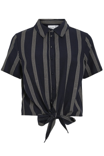 Vila Blouse VIPRISILLA PRINT S/S KNOT SHIRT/1 14105067 NAVY BLAZER