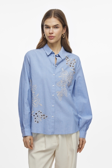 Vila Blouse VICASPIANA L/S SHIRT 14104524 BLISSFUL BLUE