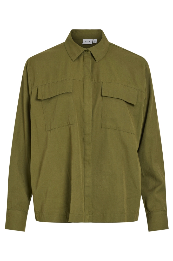 Vila groene dames blouse | Vooraanzicht