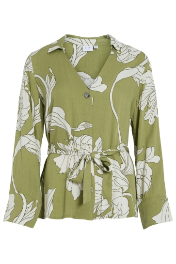 Vila Blouse VIFLORENZA OA V-NECK L/S SHIRT 14104223 Sage/Oa