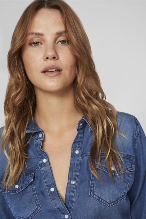 Vila blauwe dames blouse | Close up