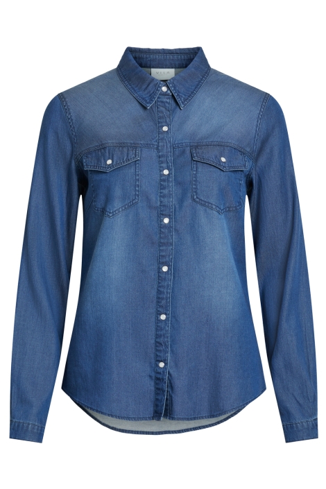 Vila blauwe dames blouse | Vooraanzicht