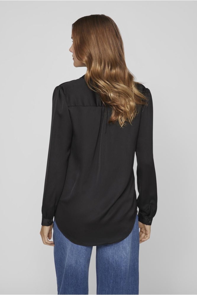 Vila zwarte dames blouse | Model achteraanzicht
