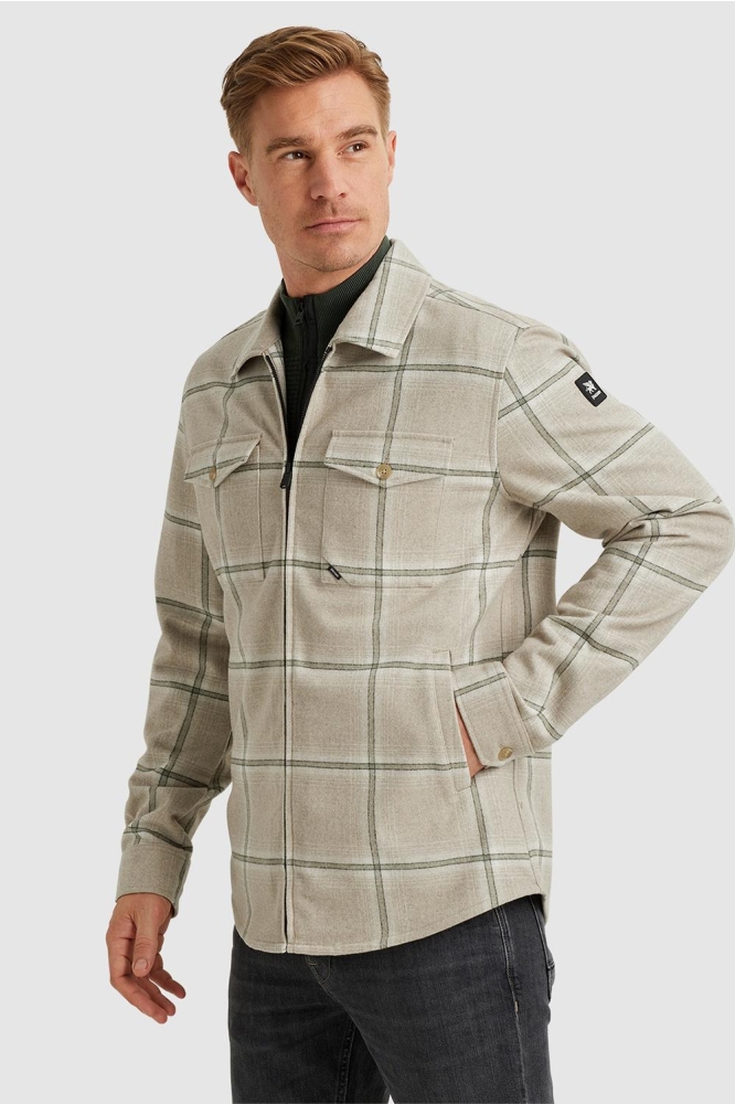 Vanguard beige heren jas | Model vooraanzicht
