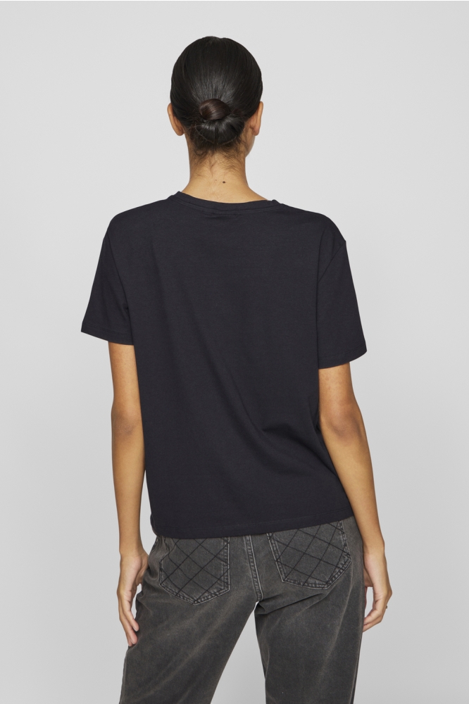 Vila zwarte dames t-shirt | Model achteraanzicht