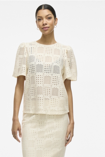 Vila T-shirt VINOVIRA O-NECK S/S TOP 14106577 Birch