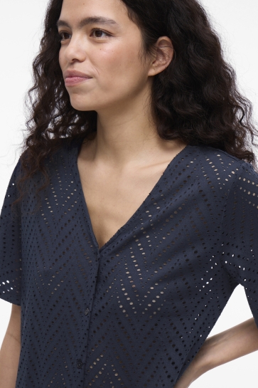 Vila Blouse VIDELAIA V-NECK S/S SHIRT/PB 14106624 NAVY BLAZER