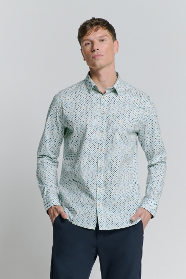 NO-EXCESS Overhemd PRINTED STRETCH SHIRT 27430108 SEABLUE