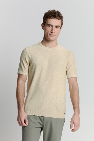 NO-EXCESS T-shirt TRUI MET KORTE MOUWEN RONDE HALS EFFEN SLUBBREISEL 27230262 122 CEMENT
